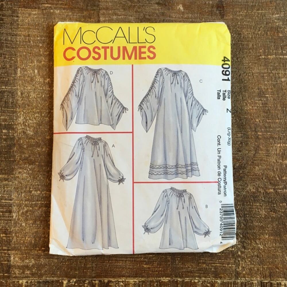 McCalls Sewing Pattern 4091 Misses Historical Costume Chemise L-XL 16-22 UNCUT
